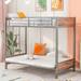 Twin-Over-Futon Metal Bunk Bed with Guardrails and Ladder