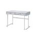 Writing Desk, Study Writing Tables for Office Study Bedroom, White Printed Faux Marble & Chrome Finish