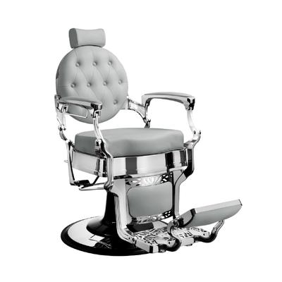 TRUMAN Vintage Barber Chair Reclining Heavy Duty Barber Chair, Grey/Chrome - 28" (W) x 21" (L) x 49" (H)