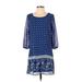 As U Wish Casual Dress - Popover: Blue Paisley Dresses - Women's Size Small