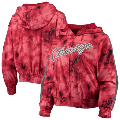 Mitchell & Ness Damen Chicago Bulls Galaxy Sublimated Windbreaker-Pullover mit durchgehendem Reißverschluss, Rot