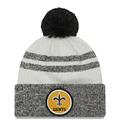 Men's New Era Black Orleans Saints 2022 Sideline Historic Cuffed Pom Knit Hat