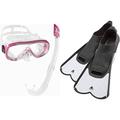 Cressi Unisex-Erwachsene Onda Mare Schnorchelset Tauchset Taucherbrille, Transparent/Rosa, Einheitsgröße &, Unisex Schwimm Flossen Light - Made in Italy, Weiß, Gr. 39/40 EU