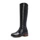 REKALFO Womens soft PU Leather zipper lace up Knee High Boot flat Winter Fashion Boots black 2.5 UK
