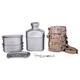 Boundless Voyage Titanium Military Canteen with Camouflage Bag Large Capacity Kidney-shaped Camping Pot Pan Set with Lid & Hanging Chain Ti15158B