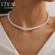 17KM – collier ras du cou élégant en Imitation de perles blanches grande perle ronde collier de