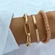 3 pièces/ensemble de Bracelets à mailles épaisses pour femmes chaîne serpent Vintage couleur or
