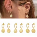 CRMYA-Boucles d'oreilles créoles à motifs pour femmes style Boho cubique goutte or argent