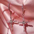 Huretailers-Boucles d'oreilles pendantes en or rose pour femmes boucles d'oreilles créoles en