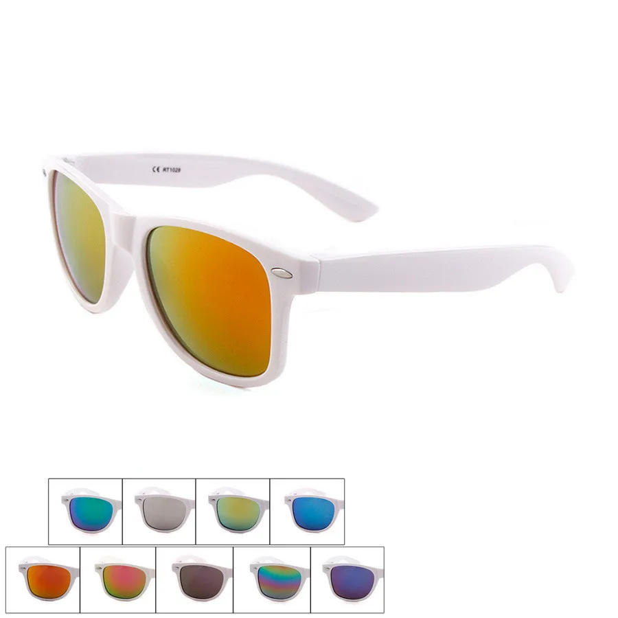Cool lunettes de soleil blanc pc cadre lunettes hommes femmes lunettes de soleil lunettes de soleil lunettes unisexe lunettes de soleil film réfléchissant lunettes de soleil