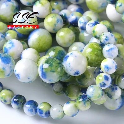 Perles de Jades perse bleu vert pour la fabrication de bijoux pierres naturelles rondes amples