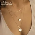 EManco-Collier superposé en acier inoxydable pour femme ensemble pendentif et tour de cou bijoux