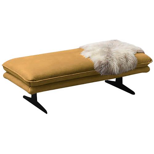 „Polsterhocker W.SCHILLIG „“broadway““ Hocker Gr. B/H/T: 145 cm x 43 cm x 71 cm, Longlife Xtra-Leder Z69, gelb (kurkuma z69) Polsterhocker Füße in Schwarz pulversbeschichtet“