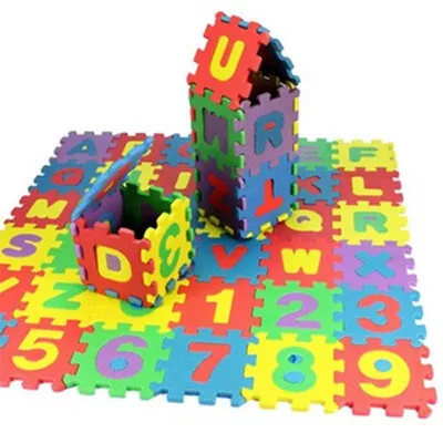 Puzzle en mousse avec alphabet et chiffres colorés polymère de jeu 36 carreaux bébé inoling lea
