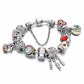 Mode Antique plaqué Argent Pandora Bracelets et Bracelets En Cristal Coeur perles breloque Bracelet