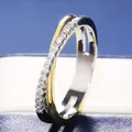 Huitan – bague de mariage en forme de X pour femmes anneau de luxe mélange de pierres en CZ