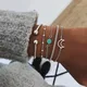 Ensemble de bracelets à breloques en pierre géométrique pour femmes rétro couleur argent lune