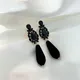 Boucles d'oreilles goutte d'eau en cristal de résine noire pour femmes bijoux de fête haut de