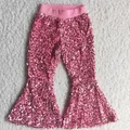 Pantalon à paillettes rose doux et confortable pour enfant vêtement de boutique à la mode vente en