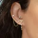Boucles d'oreilles à Double clou couleur or longue chaîne en cristal pour femmes mode cartilage