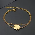 Bracelets à quatre feuilles en acier inoxydable pour femme style de mode classique bijoux fins
