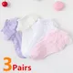 Lot de 3 paires de chaussettes en coton pour fille accessoire de danse en dentelle motif fleuri