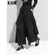 EAM-Pantalon taille haute en lin noir pour femme jambes larges FJNew At Fit marée de mode