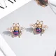 Petites boucles d'oreilles en métal cristal coloré pour femmes boucles d'oreilles pendantes