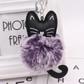 Pompon en Fausse Fourrure de Lapin pour Femme Chat Mignon Clé Ange Fille Sac Bijoux Haute