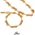 Yhpup – collier et Bracelet en acier inoxydable pour femmes plaqué or 18k nouvelle collection