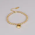 Bracelet pendentif coeur en acier inoxydable pour femme perles de charme bijoux fantaisie