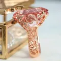 Huitan – bague de fiançailles de couleur or Rose pour femme avec jolie pierre CZ Rose clair bijoux