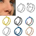Boucles d'oreilles créoles en acier inoxydable pour femme double anneau antarctique spirale
