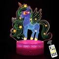 Lampe Illusion 3D licorne LED RGB couleur clignotante télécommande tactile chronométrage veilleuses