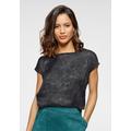 Shirtbluse LAURA SCOTT Gr. 34, bunt (schwarz, petrol, geblümt) Damen Blusen Satinblusen