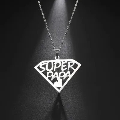 Cazador-Collier pendentif Super Papa Mama pour homme et femme bijoux en acier inoxydable cadeaux