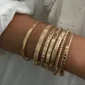 Ensemble de bracelets ouverts bohèmes vintage pour femmes métal doré pêche coeur géométrique
