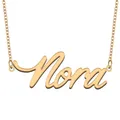 Nora-Collier Prénom Plaqué Or pour Femme Bijoux Personnalisés en Acier Inoxydable Pendentif Plaque