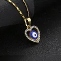 Collier ras du cou en forme de cœur plaqué argent pour femme pendentifs mauvais œil bleu émail