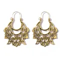 HuaTang-Boucles d'oreilles pendantes creuses carrées vintage pour femmes or argent aile de