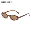 OEC CPO – petites lunettes de soleil ovales pour femmes nouvelle mode léopard marron tendance