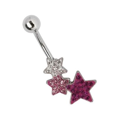 Bauchnabelpiercing ADELIA´S "Piercing Piercing Bauchnabelpiercing", Damen, bunt, Titan, modisch, Piercings, Titan Banane 3 Strass Sterne klar rosa lila