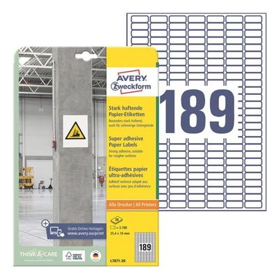 Avery Zweckform Papier-Etiketten stark haftend 25,4 x 10 mm weiß Image