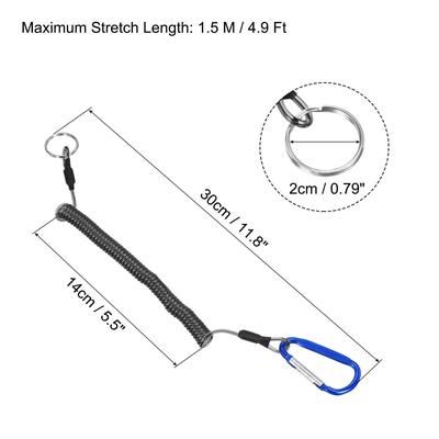 4.9ft Fishing Tool Lanyards, Safety Cord Spiral Coiled Lanyard Tether