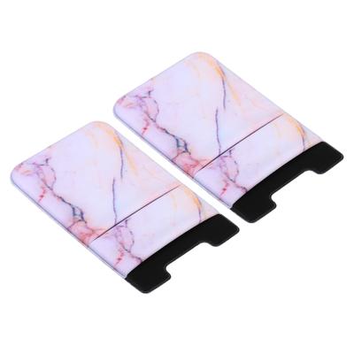 2Pcs Cellphone Credit Card Holder Stretchy Adhesive Phone Pouch Sleeve Pink - Pink Marbling