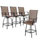 Outdoor Patio Swivel Bar Stools, All-Weather Textilene, Brown (4PCS)