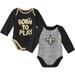 Newborn & Infant Black/Heathered Gray New Orleans Saints Born To Win Two-Pack Long Sleeve Bodysuit Set