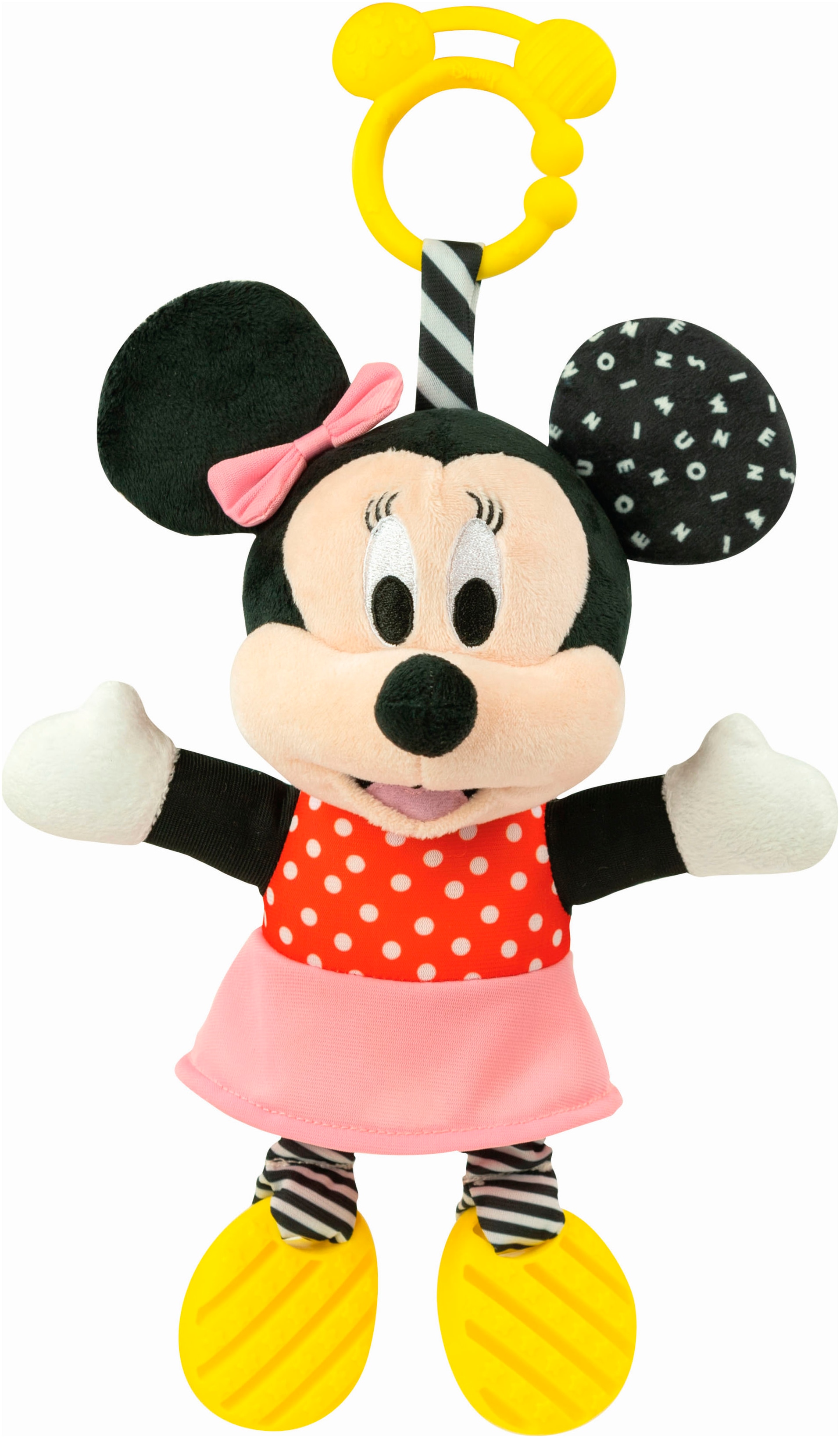 Plüschfigur CLEMENTONI "Baby Clementoni, Disney Baby, Plüsch Minnie mit Beißring", bunt, Plüschfiguren, KinderH:35cm, Plüsch, H:35cm