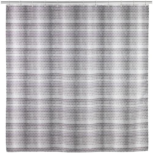 Duschvorhang Leblon, Textil (Polyester), 180 x 200 cm, waschbar, Blau, Polyester weiß grau – blau