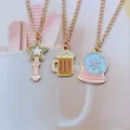 JONew Design-Collier Anime Mignon pour Femme Pendentif en Forme de Boule de Clip Clé de Crème